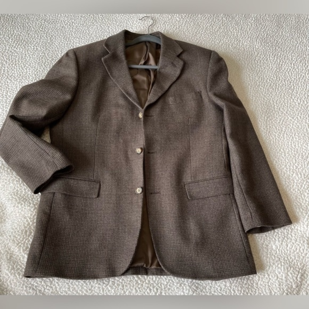 Rafael 100% Wool Men's Suit Jacket Brown‎ Sport Coat Blazer. 3 button front